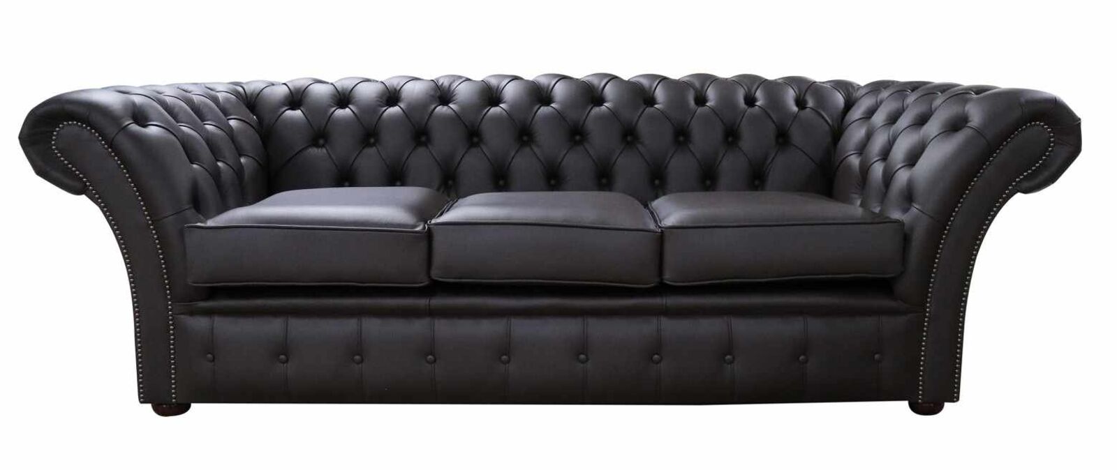 Product photograph of Contempo Dark Chocolate Leather Chesterfield Balmoral 3 Seater Sofa Settee Designersofas4u from Designer Sofas 4U