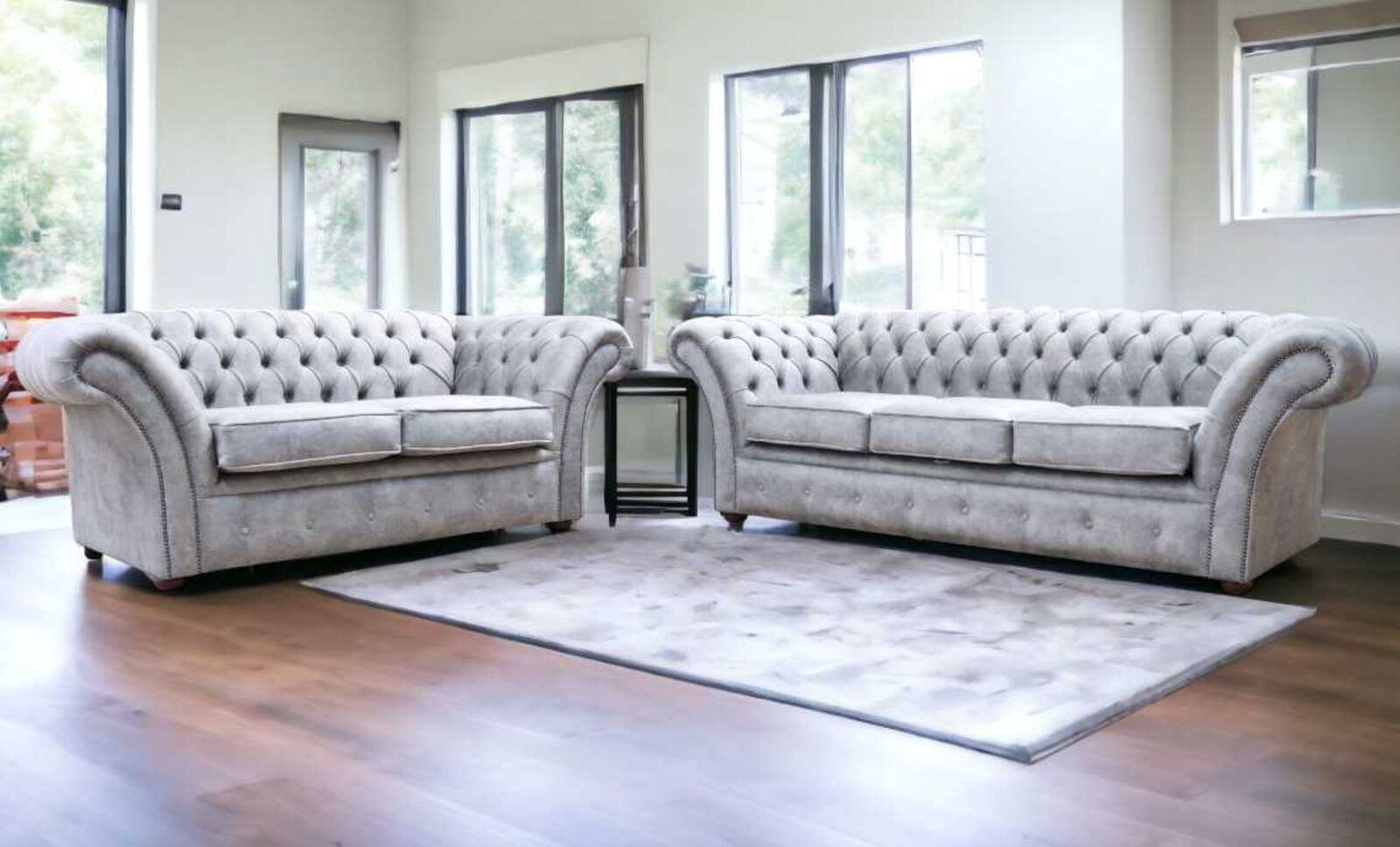 Product photograph of Chesterfield Balmoral 3 2 Sofa Suite Oakland Taupe from Designer Sofas 4U