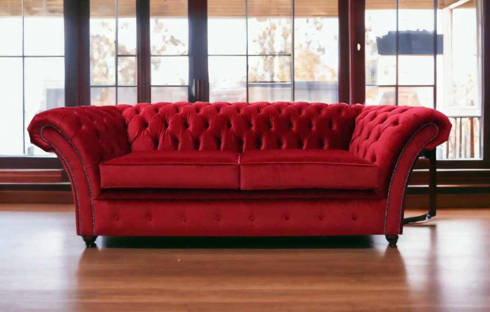 Product photograph of Chesterfield Balmoral Red Velvet Sofa from Designer Sofas 4U