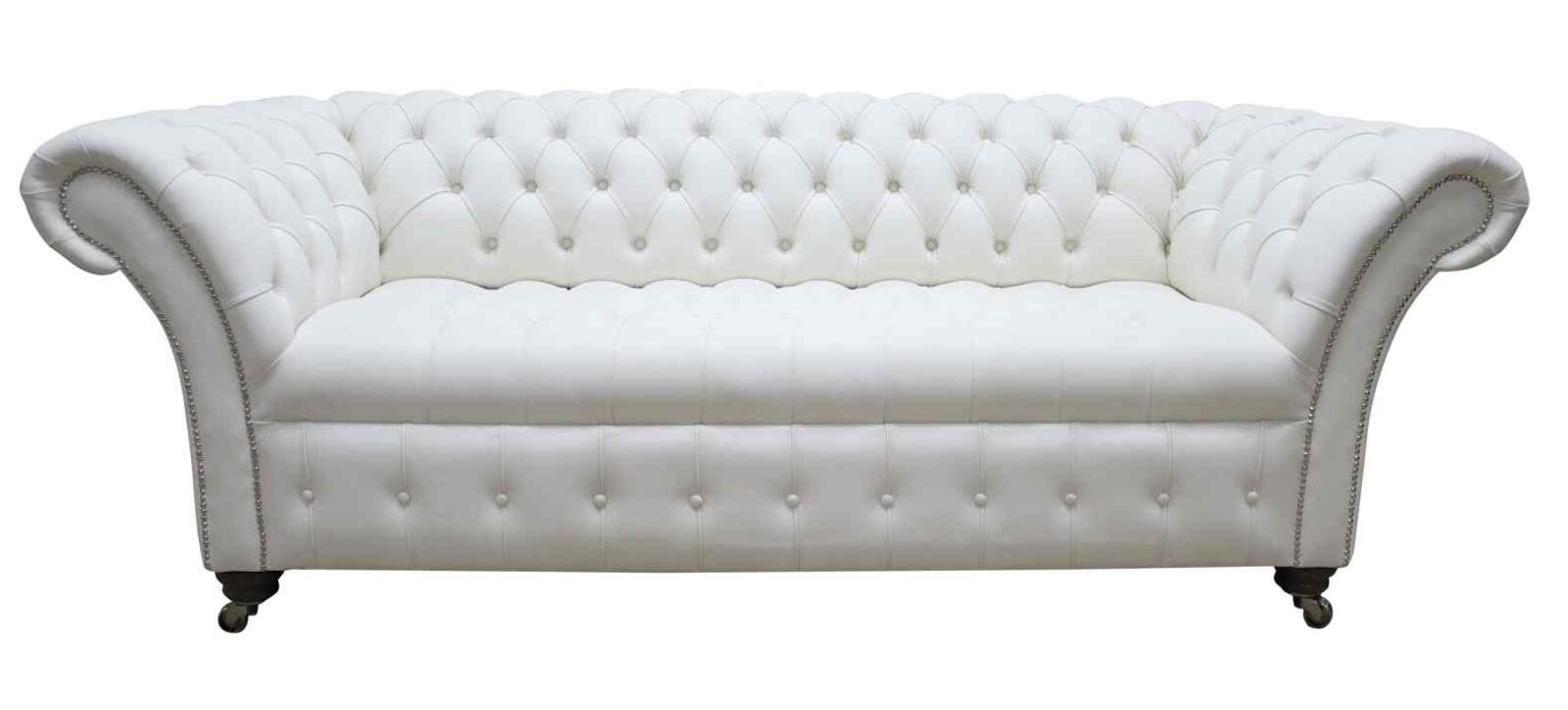 Product photograph of Chesterfield Balmoral 3 Seater Sofa Settee Buttoned Seat Shelly White Leather from Designer Sofas 4U