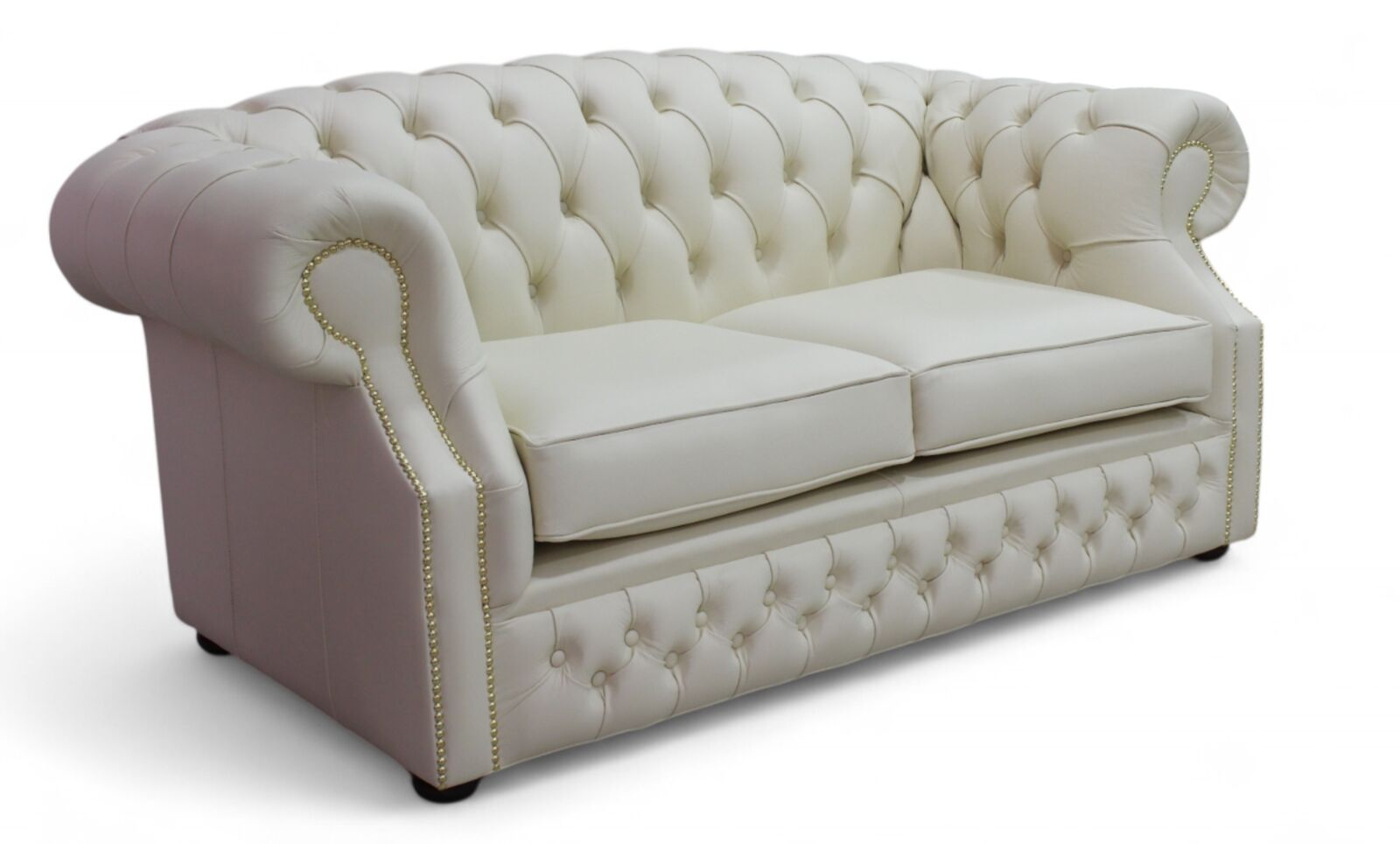 Product photograph of Chesterfield Buckingham 2 Seater Cottonseed Cream Leather Sofa Offer from Designer Sofas 4U