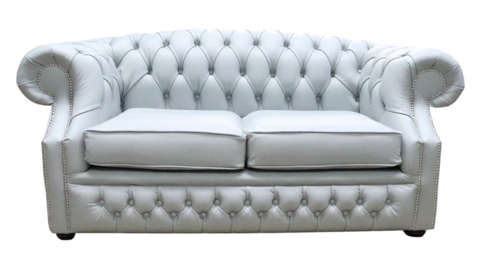 Product photograph of Chesterfield Buckingham 2 Seater Shelly Silver Grey Leather Sofa Offer from Designer Sofas 4U