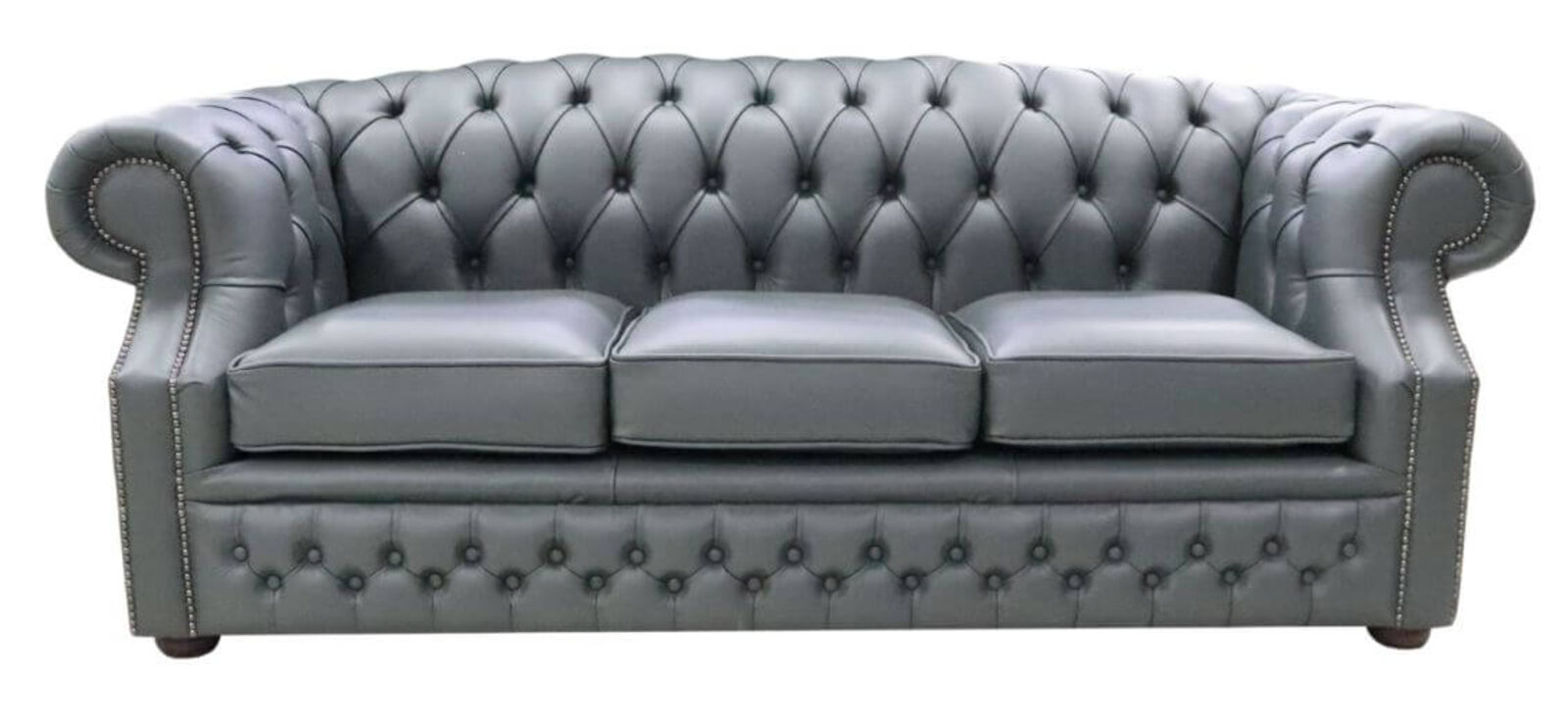 Product photograph of Chesterfield Buckingham 3 Seater Vele Charcoal Grey Leather Amp Hellip from Designer Sofas 4U