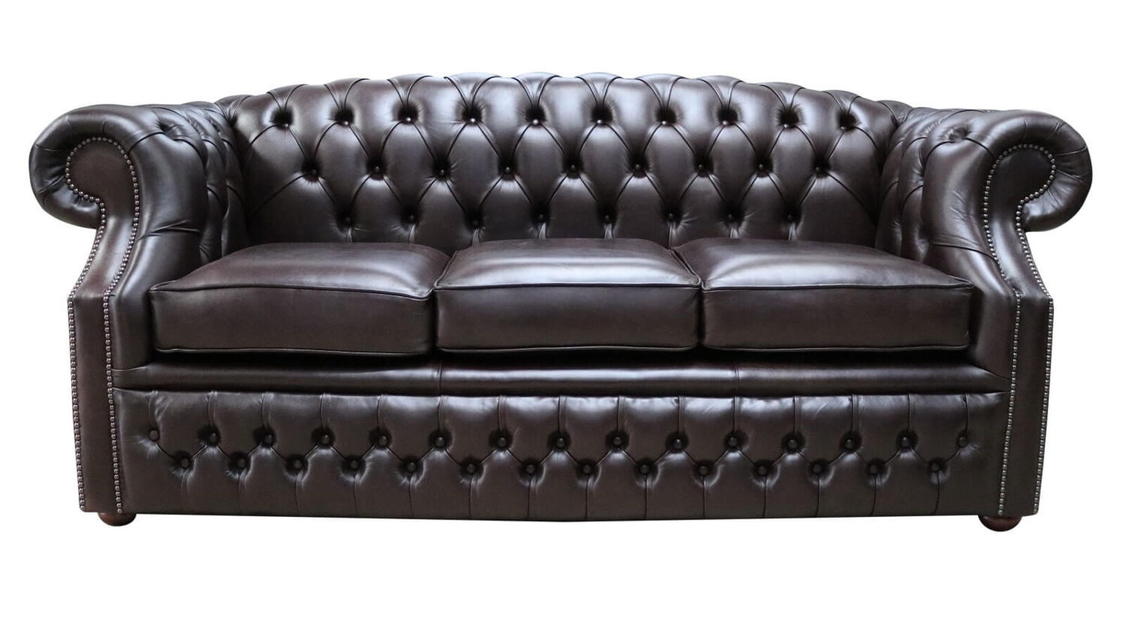 Product photograph of Chesterfield Buckingham 3 Seater Old English Smoke Leather Sofa Offer 2 Quot Base Height from Designer Sofas 4U
