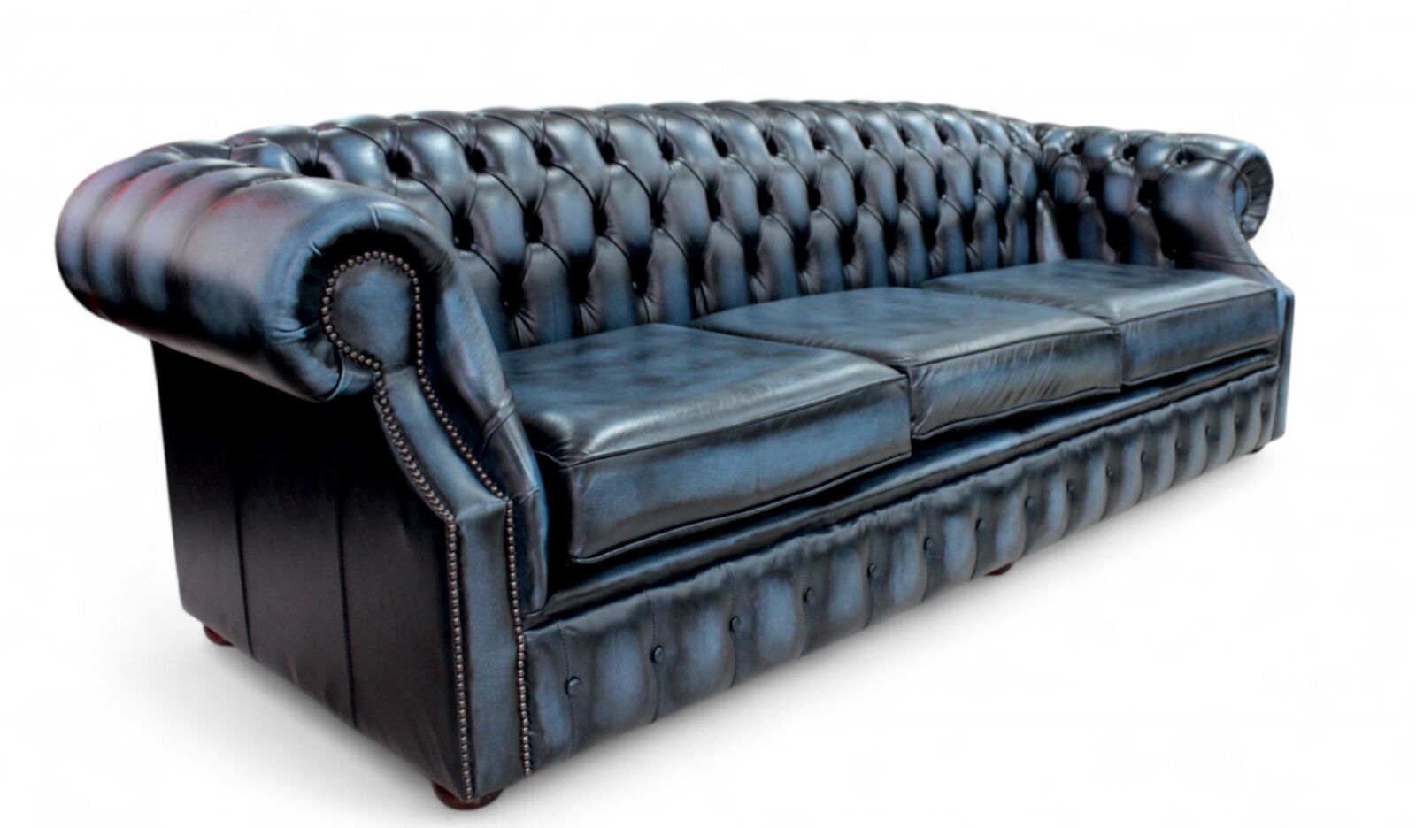 Product photograph of Chesterfield Buckingham 4 Seater Antique Blue Leather Sofa Offer from Designer Sofas 4U