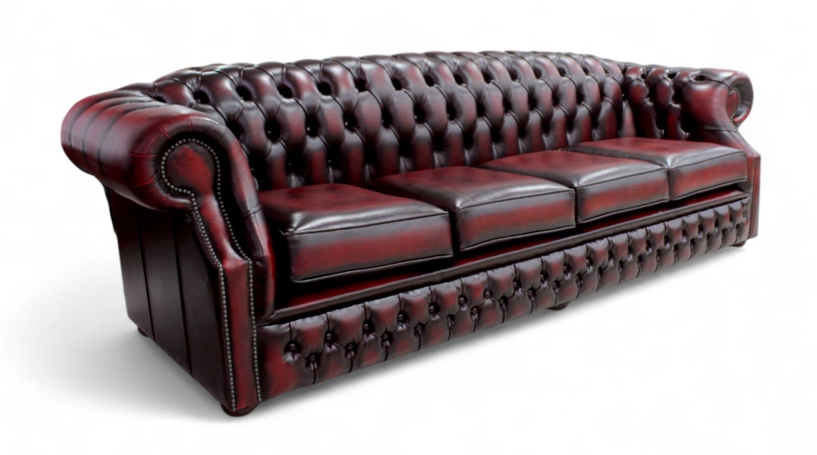 Product photograph of Chesterfield Buckingham 4 Seater Sofa Antique Oxblood Red Real Leather from Designer Sofas 4U