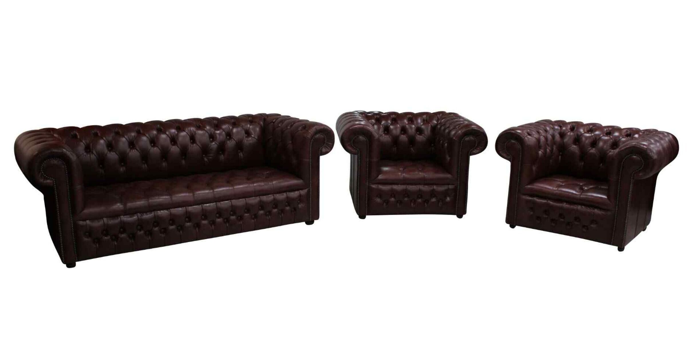 Brown Chesterfield 3 Seater Settee Sofa Suite | DesignerSofas4U