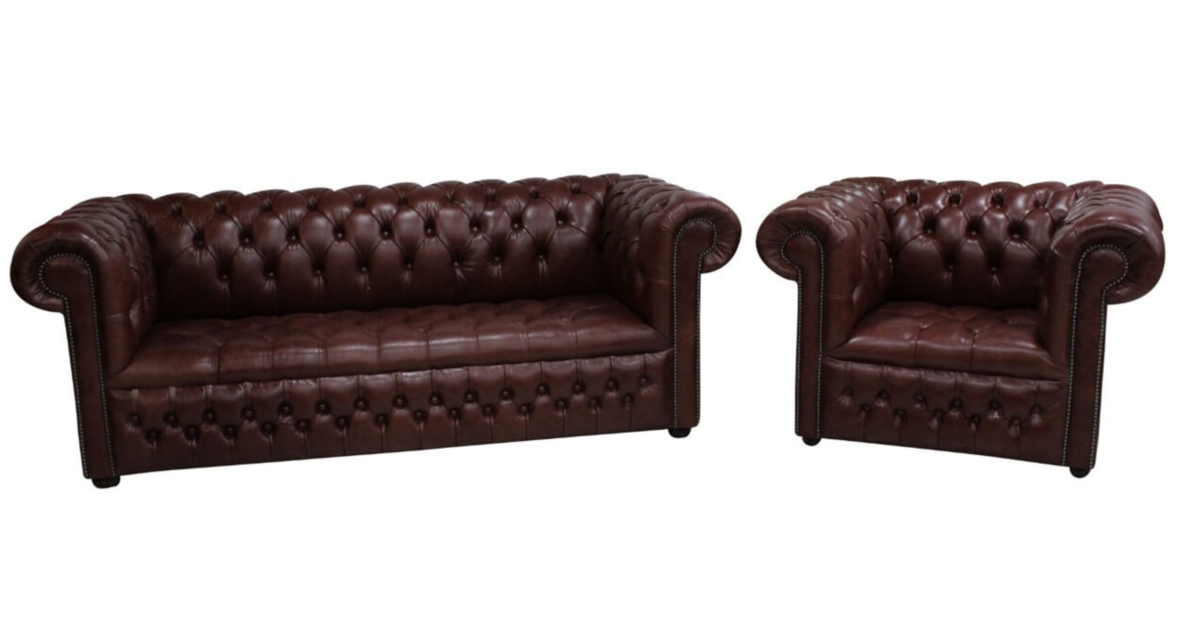 Brown Chesterfield 3 Seater Settee Sofa Suite | DesignerSofas4U