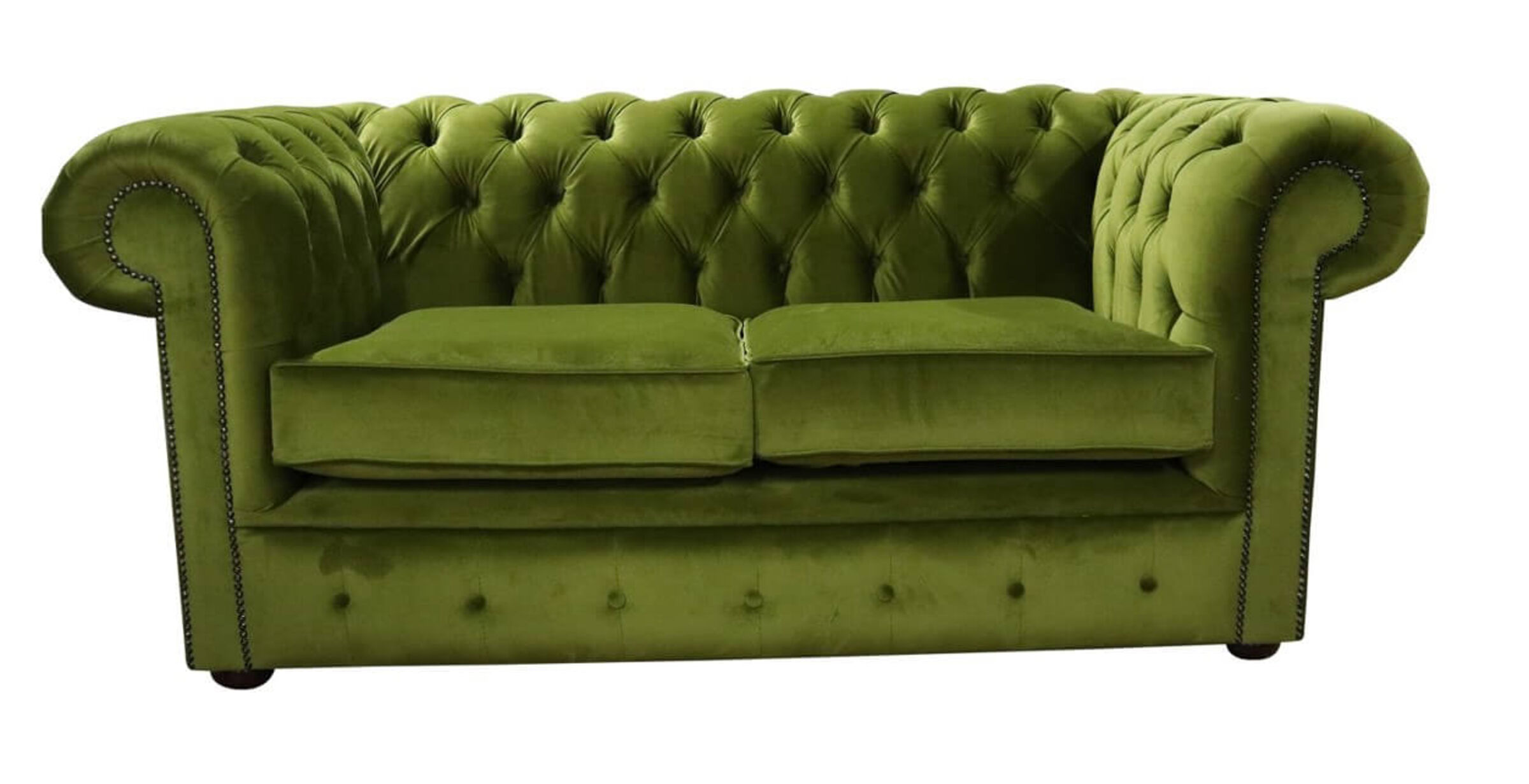 Chesterfield Green Velvet 2 Seater Sofa