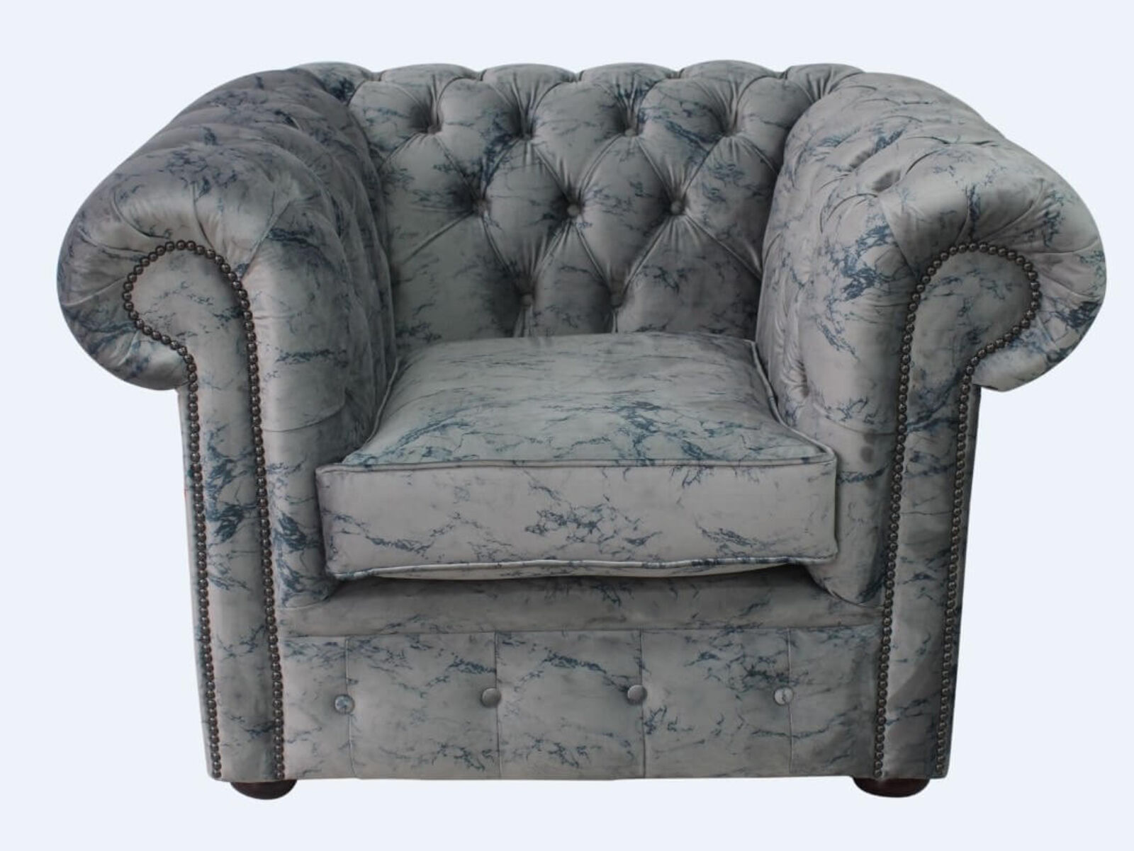 Product photograph of Chesterfield Low Back Club Armchair Marble Velvet Fabric from Designer Sofas 4U