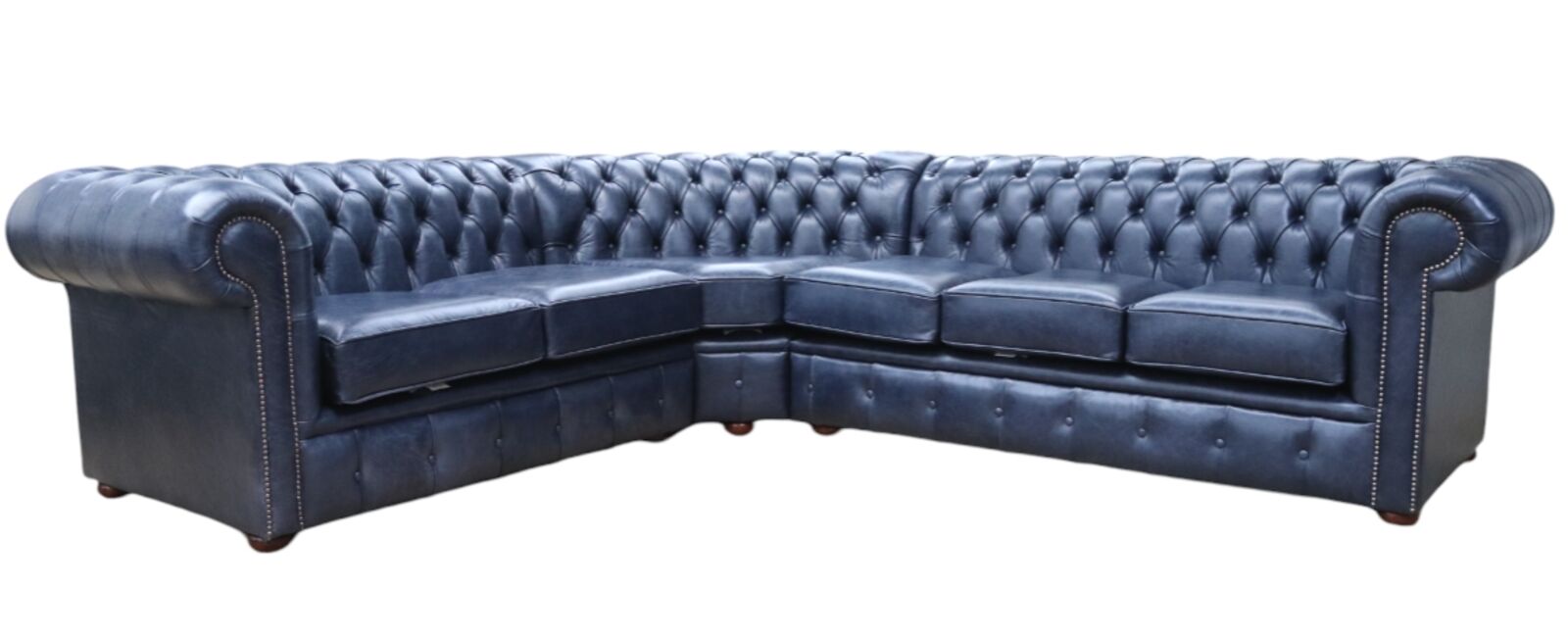 Product photograph of Chesterfield 3 Corner 2 Sofa Unit Old English Ocean Blue Leather from Designer Sofas 4U