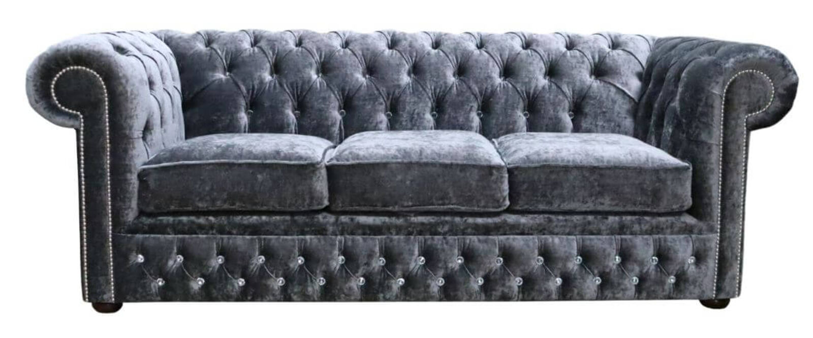 Product photograph of Chesterfield Crystal Diamond 3 Seater Modena Anthracite Amp Hellip from Designer Sofas 4U