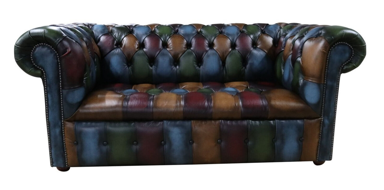 Product photograph of Chesterfield Patchwork Edwardian Antique Leather 2 Seater Sofa Offer from Designer Sofas 4U