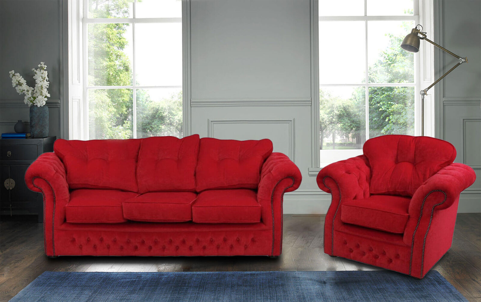 Product photograph of Chesterfield Era 3 1 Sofa Suite Traditional Chesterfield Rouge Amp Hellip from Designer Sofas 4U