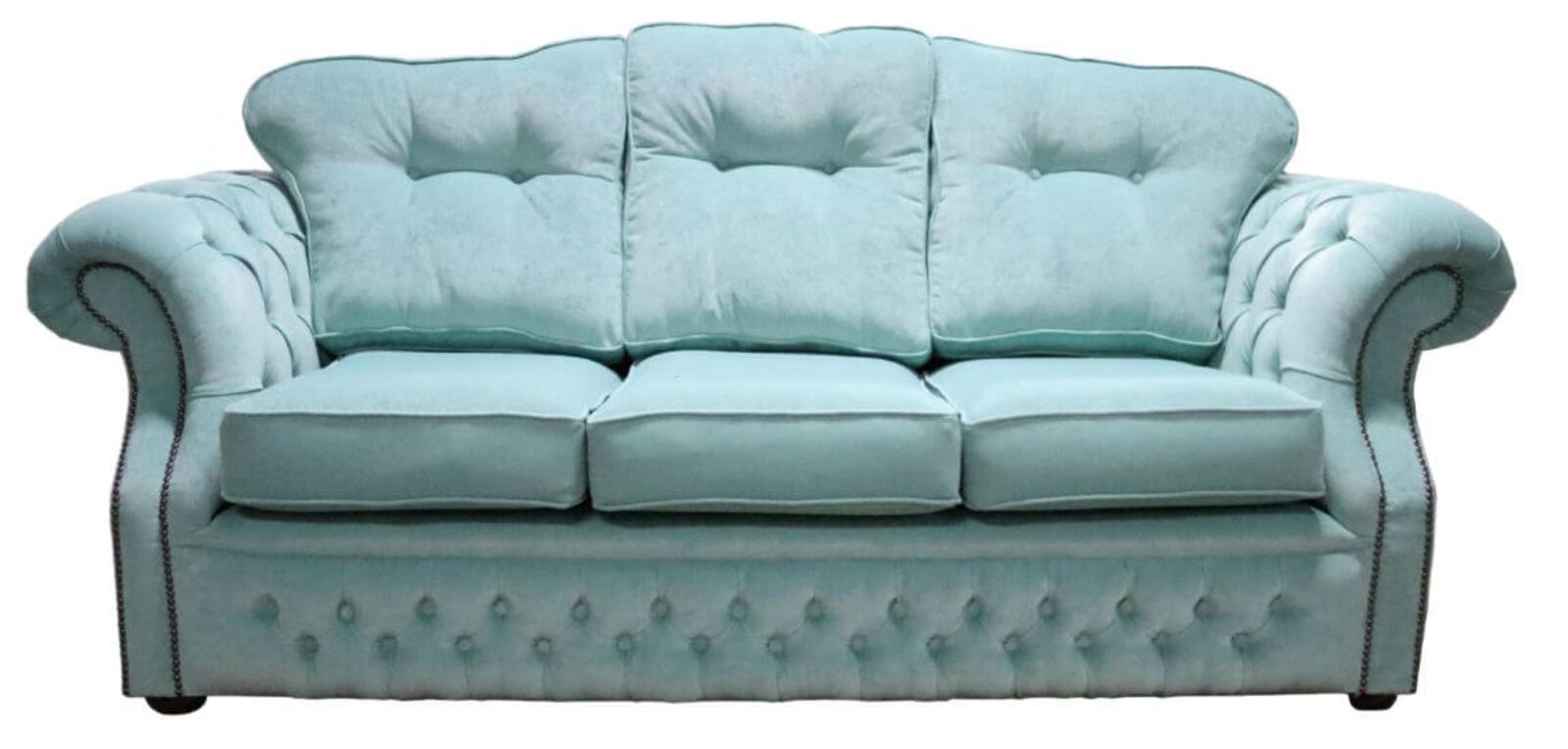 Product photograph of Chesterfield Era 3 Seater Sofa Settee Traditional Pimlico Aqua Fabric from Designer Sofas 4U