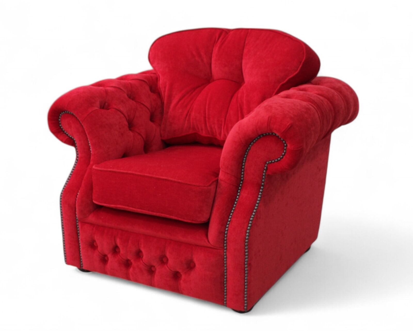 Product photograph of Chesterfield Era High Back Armchair Pimlico Rouge Red from Designer Sofas 4U