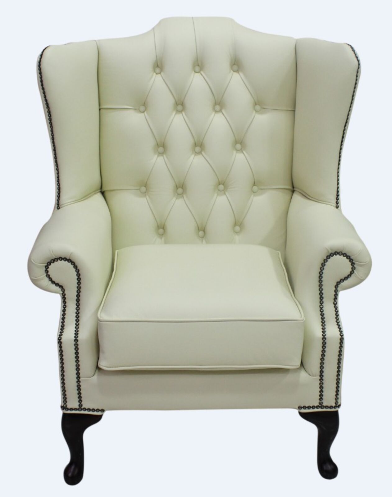 Product photograph of Chesterfield Mallory Flat Wing High Back Wing Chair Shelly Cream Leather from Designer Sofas 4U