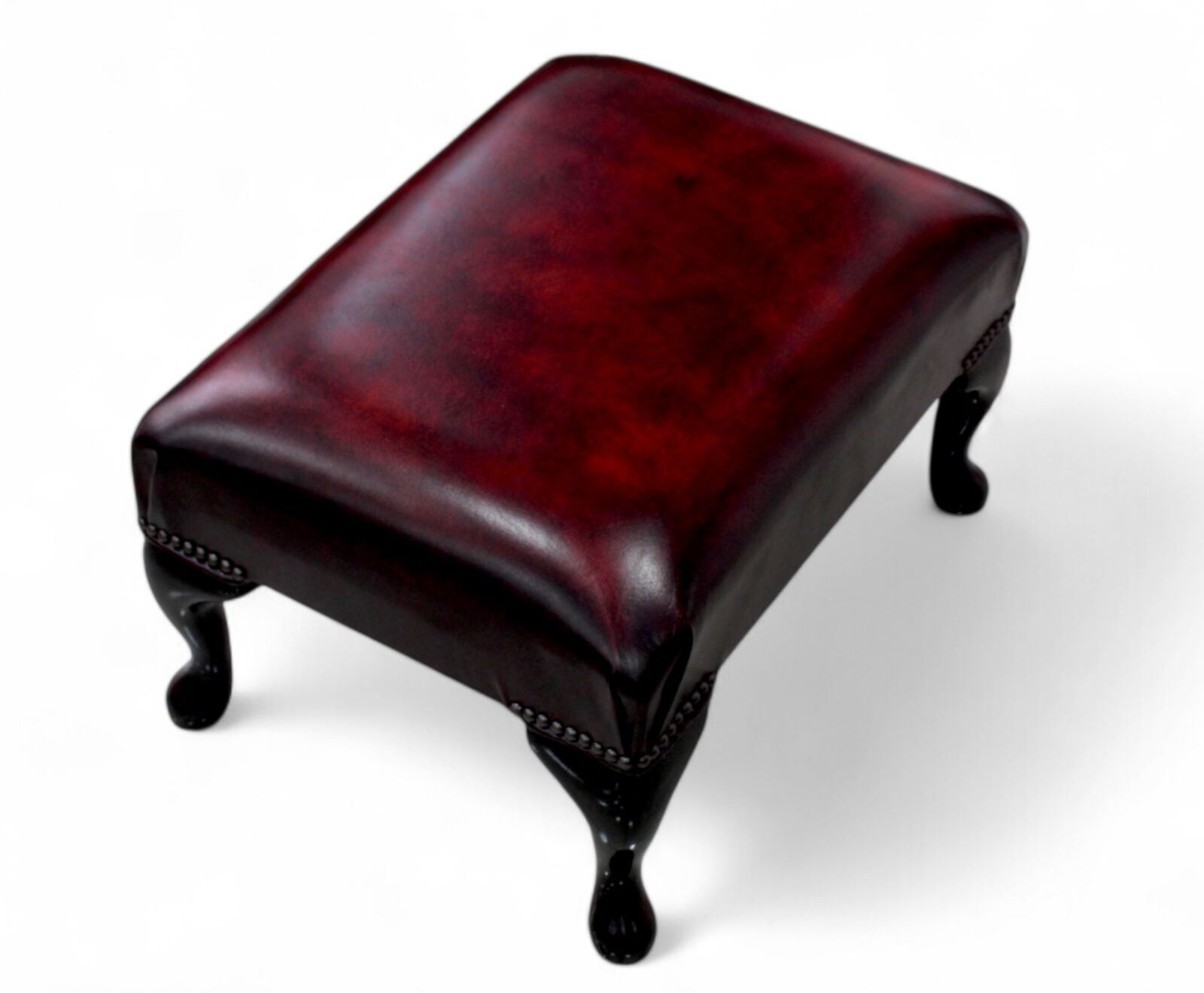 Product photograph of Chesterfield Footstool Uk Maufactured Antique Oxblood Leather Sofas Traditional Sofas from Designer Sofas 4U