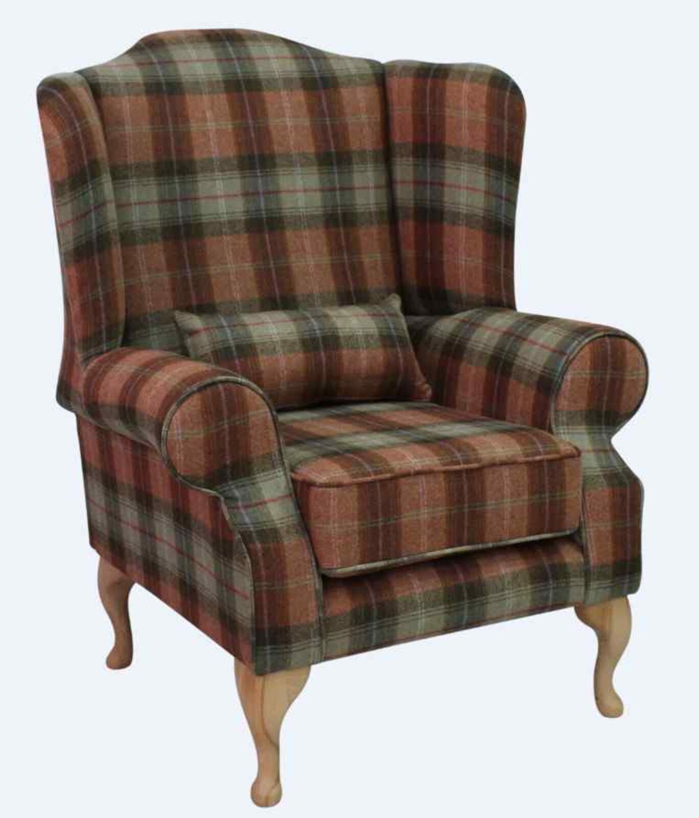 Product photograph of Chesterfield Frederick Wool Wing Chair Fireside High Back Armchair Chestnut Tree Check Tweed from Designer Sofas 4U