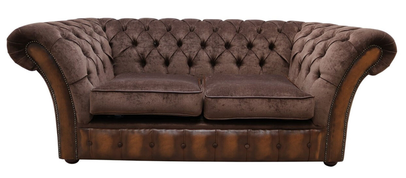 Product photograph of Chesterfield Jepson 2 Seater Sofa Settee Antique Tan Leather Pimlico Mocha from Designer Sofas 4U