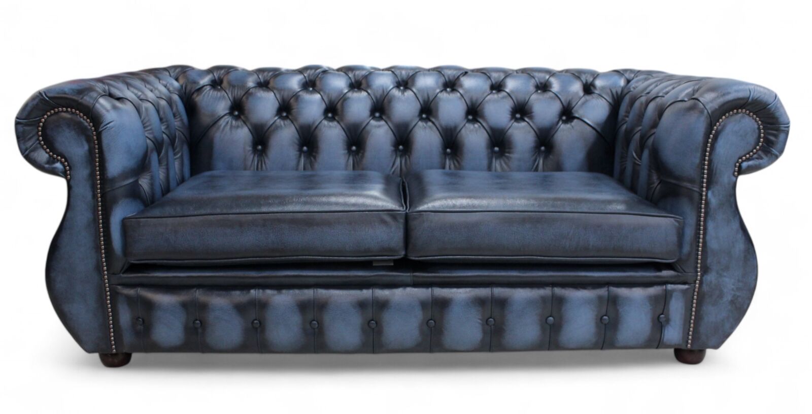 Product photograph of Chesterfield Kimberley 2 5 Seater Antique Blue Leather Sofa Offer from Designer Sofas 4U