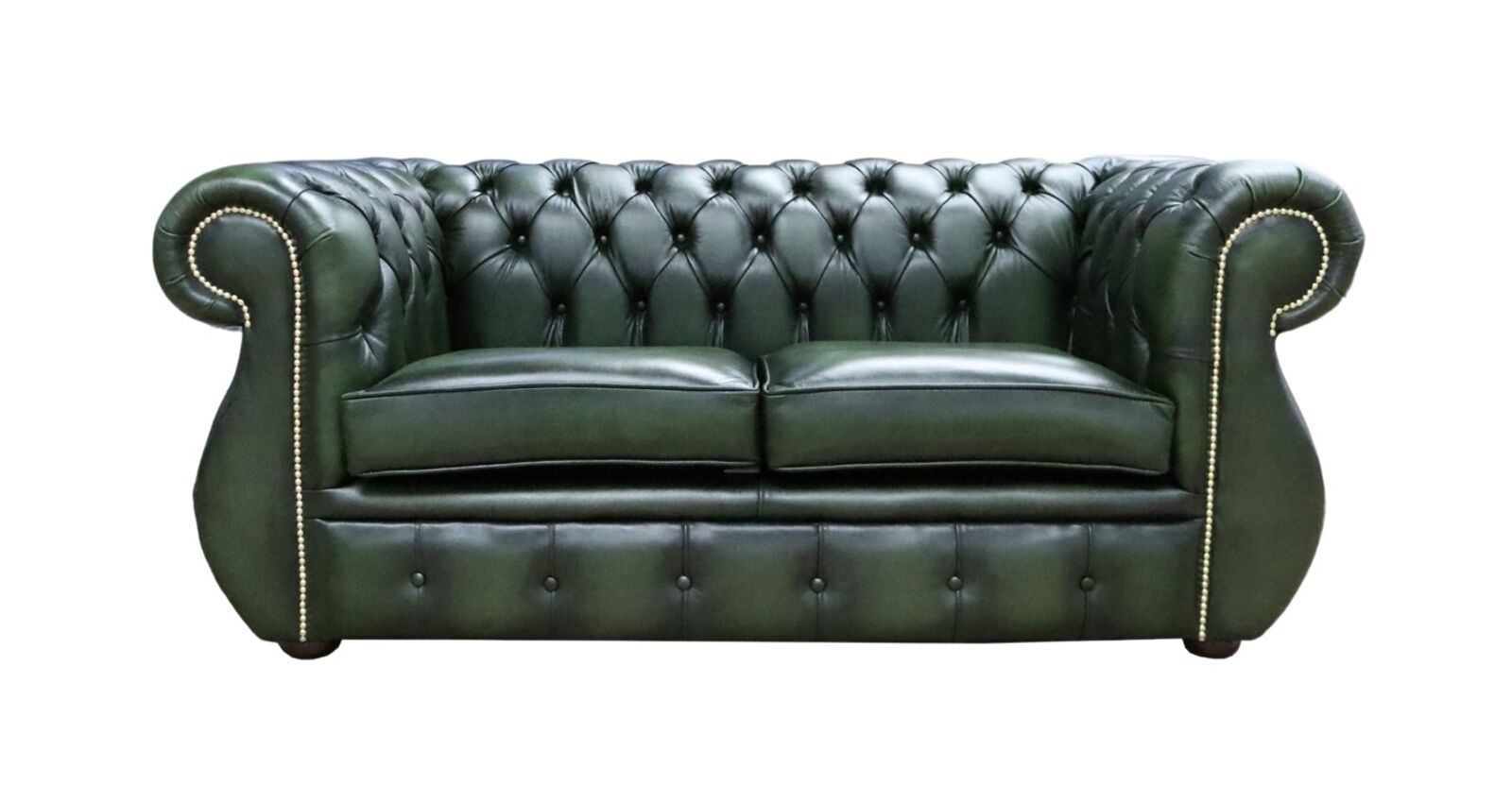 Product photograph of Chesterfield Kimberley 2 Seater Sofa Antique Green Leather from Designer Sofas 4U