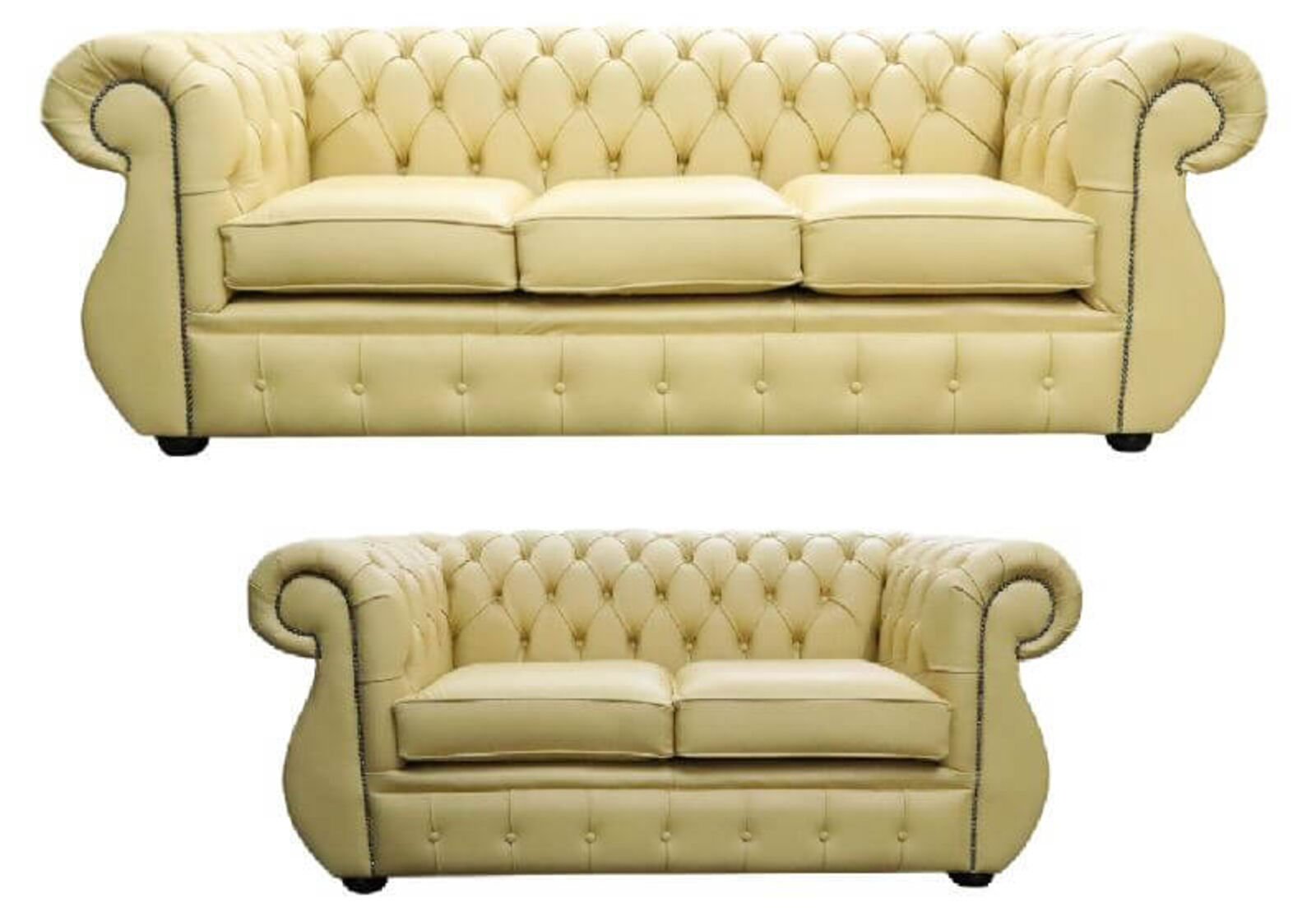 Product photograph of Chesterfield Kimberley 3 2 Seater Shelly Deluca Yellow Amp Hellip from Designer Sofas 4U