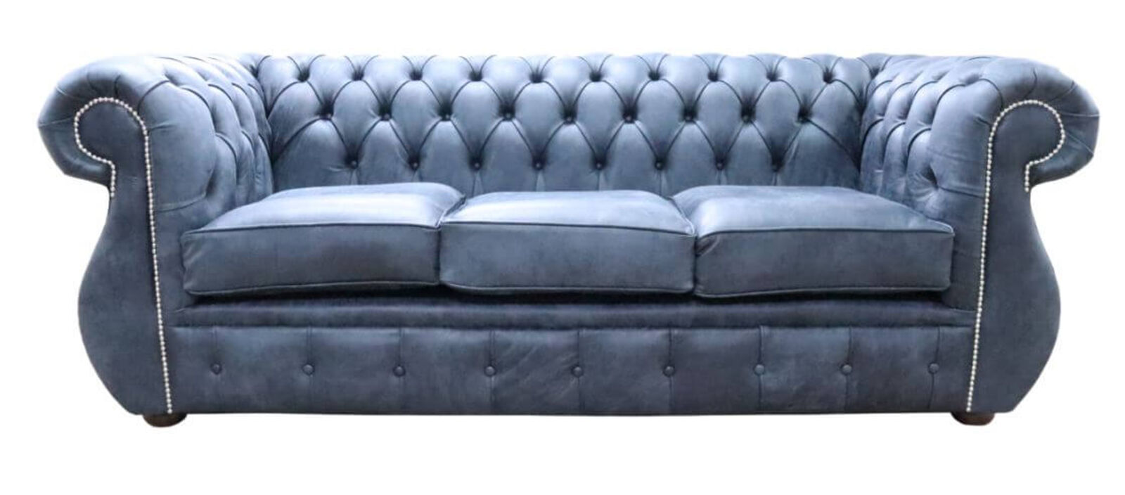 Product photograph of Chesterfield Kimberley 3 Seater Concrete Black Leather Sofa Offer from Designer Sofas 4U