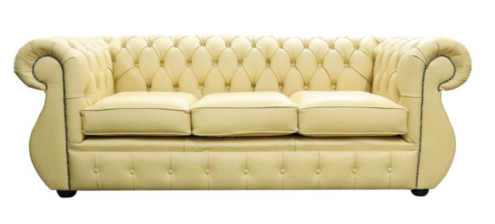 Product photograph of Chesterfield Kimberley 3 Seater Shelly Deluca Yellow Leather Amp Hellip from Designer Sofas 4U