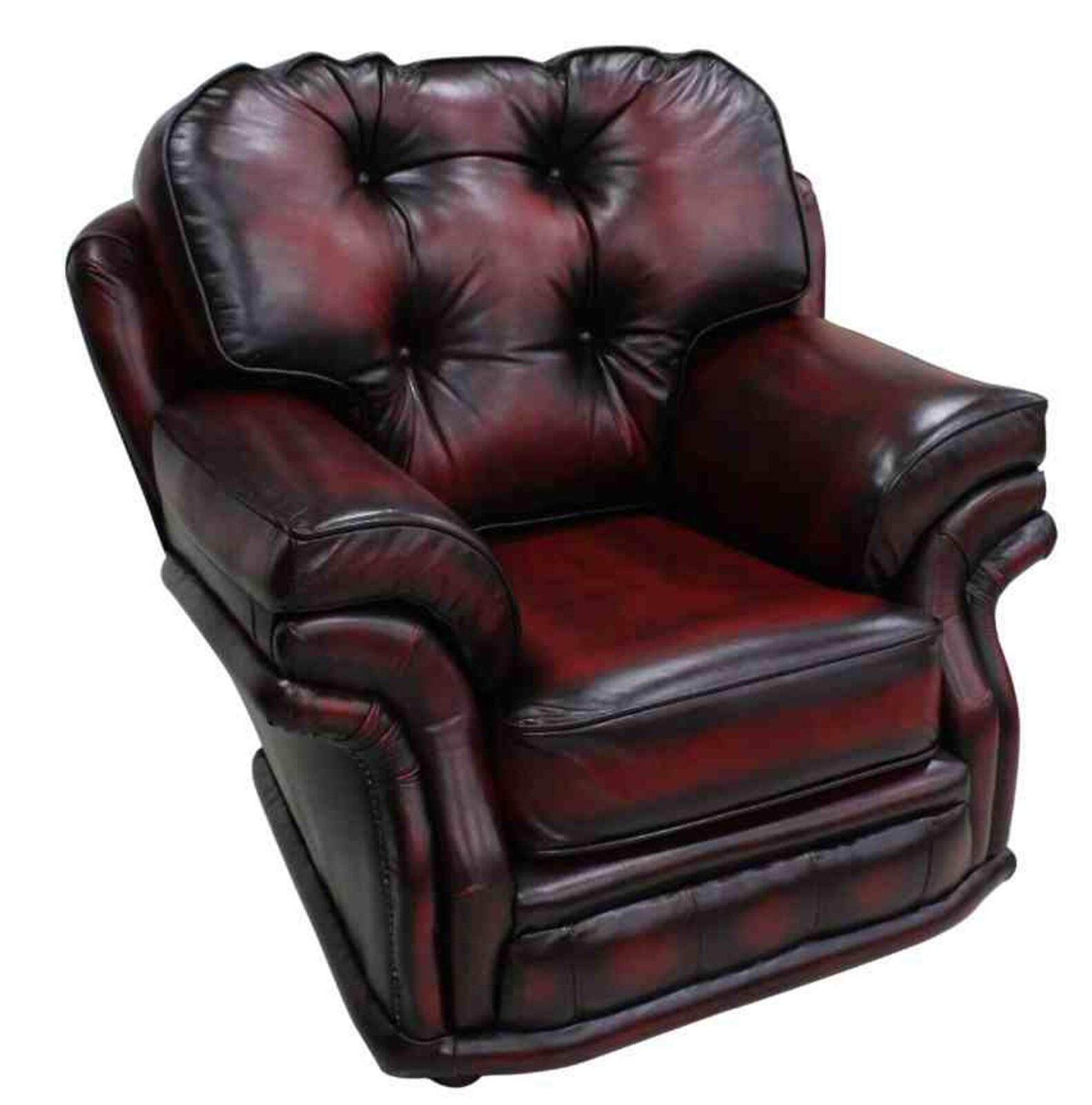 Product photograph of Rub Off Antique Oxblood Leather Chesterfield Knightsbridge 1 Seater Armchair Traditional Chair Designersofas4u from Designer Sofas 4U