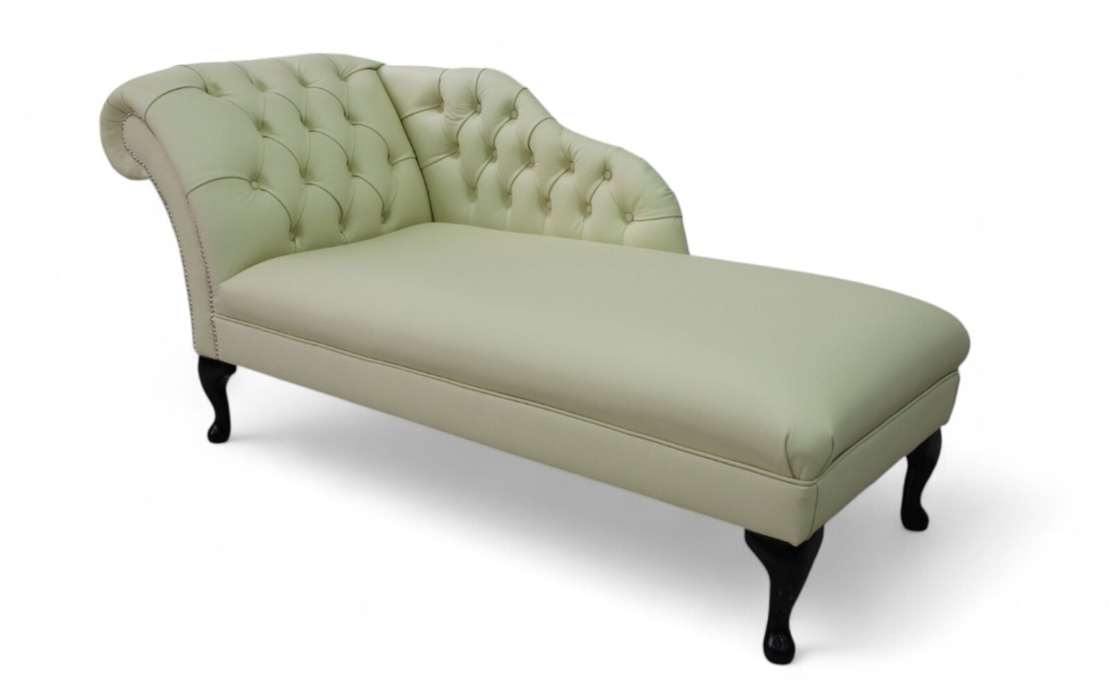 Product photograph of Chesterfield Leather Chaise Lounge Day Bed Cottonseed Cream from Designer Sofas 4U