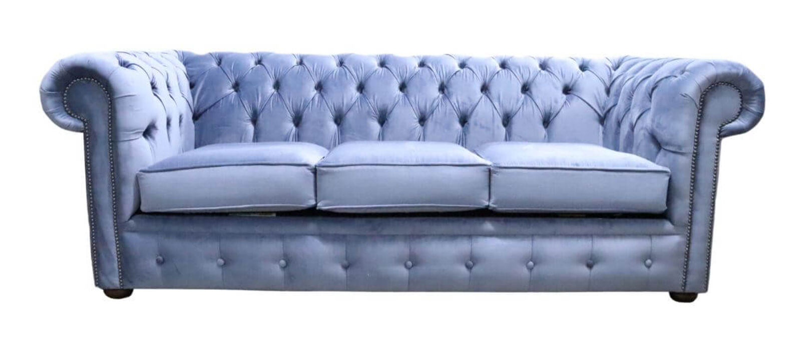 Product photograph of Chesterfield Fabric Sofa Medici Air Force Blue 3 Seater from Designer Sofas 4U