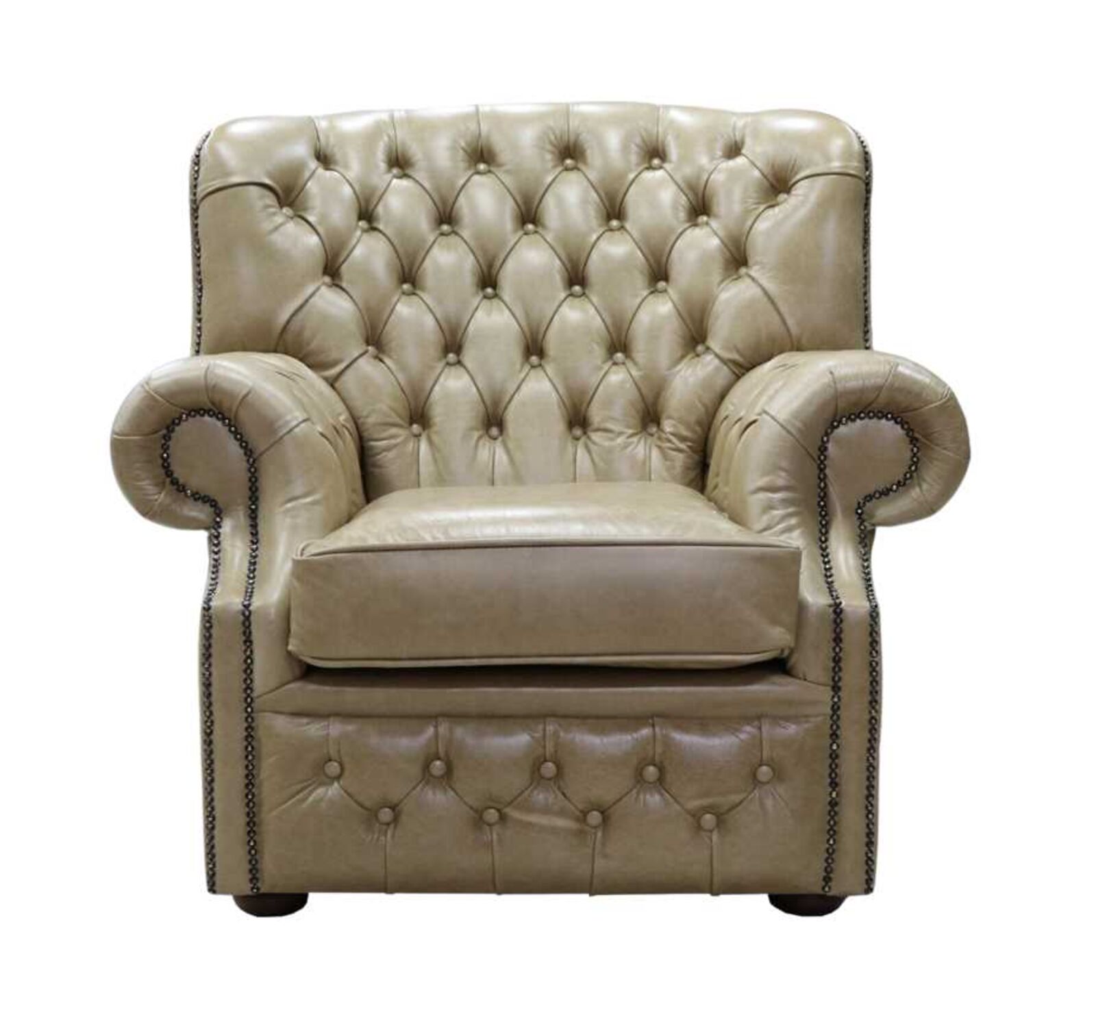 Product photograph of Chesterfield Monks Armchair Old English Parchment Leather from Designer Sofas 4U