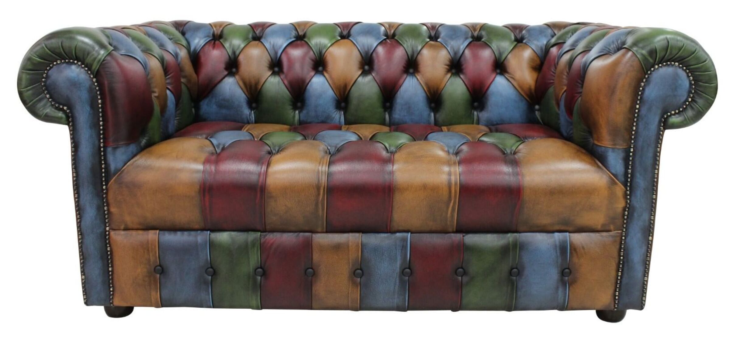 Chesterfield Patchwork Buttoned Seat Antique 2 Seater 