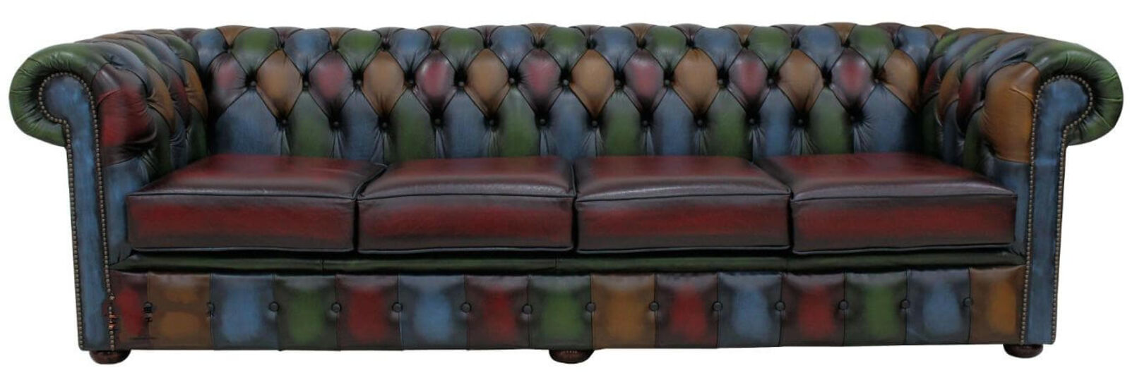 Product photograph of Chesterfield Patchwork Antique 4 Seater Settee Leather Sofa Offer from Designer Sofas 4U