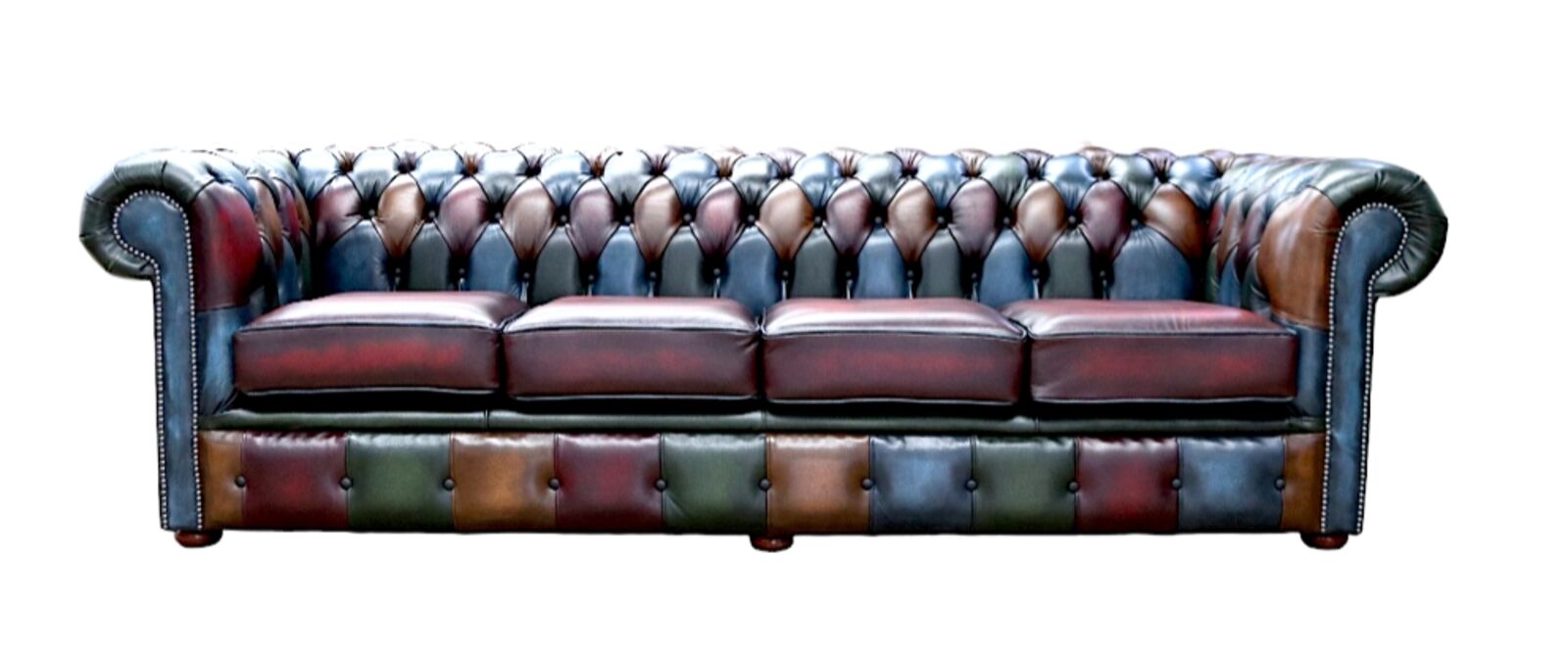 Product photograph of Chesterfield Patchwork Antique 4 Seater Settee Leather Sofa Offer from Designer Sofas 4U