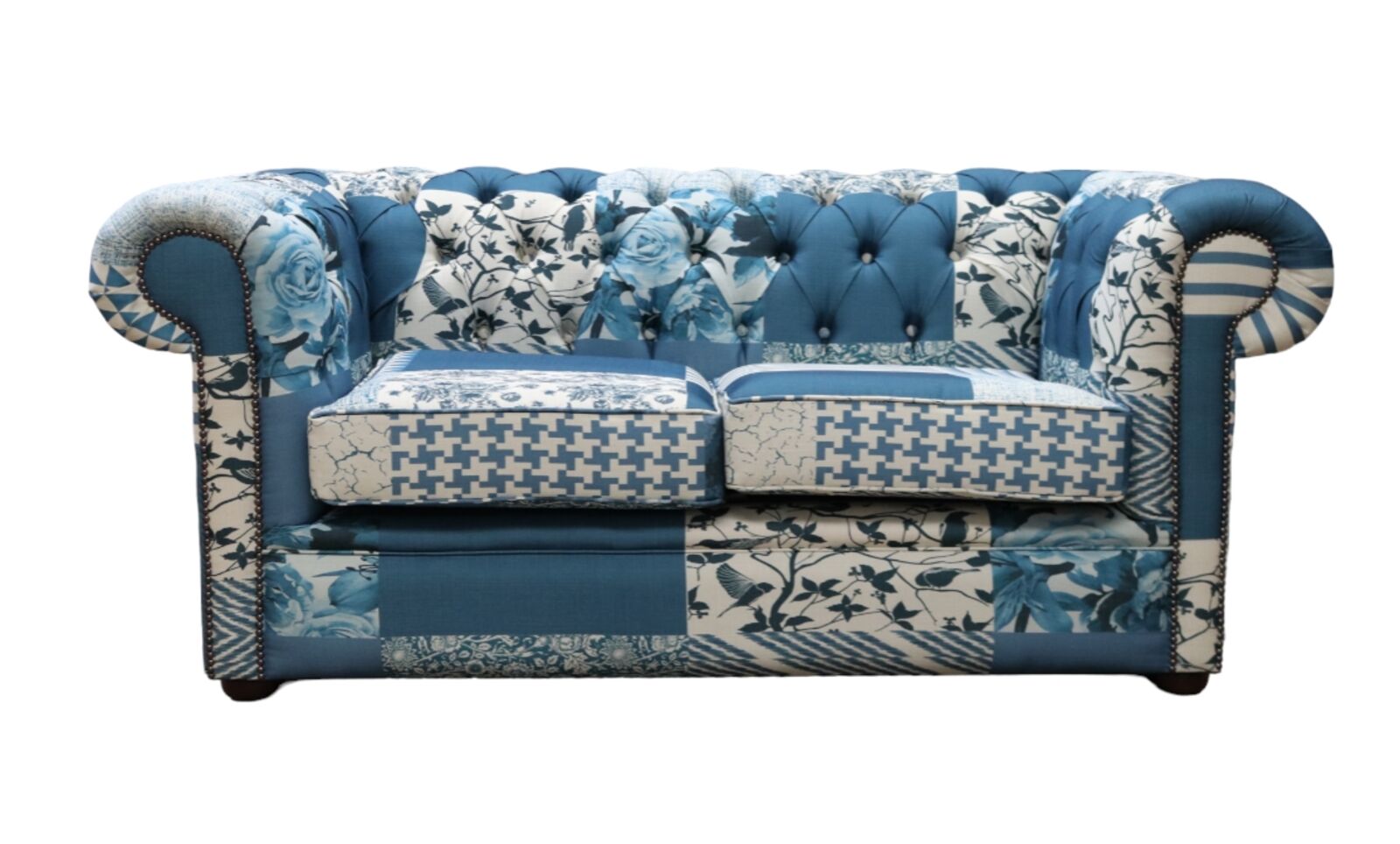 Product photograph of Chesterfield 2 Seater Charles Patchwork Blue Sofa Offer from Designer Sofas 4U