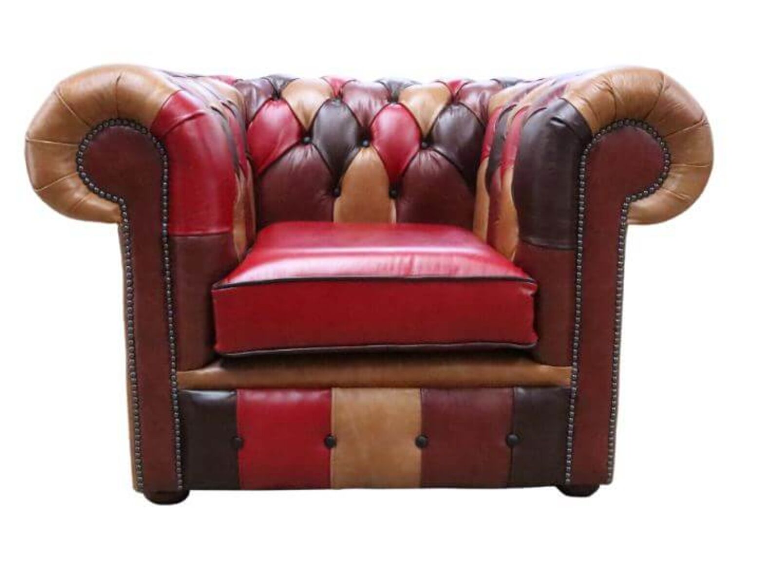 Product photograph of Chesterfield Patchwork Club Chair Old English Leather from Designer Sofas 4U