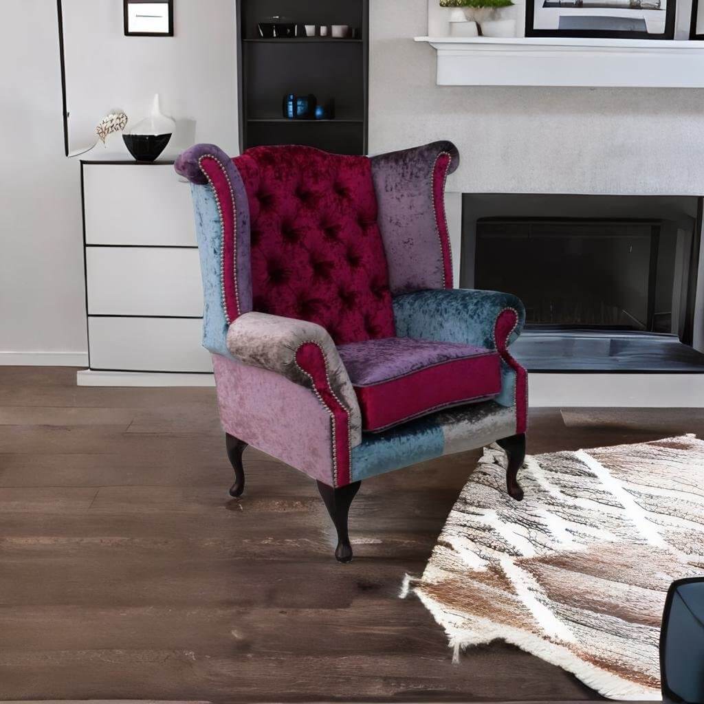 Patchwork store velvet chair