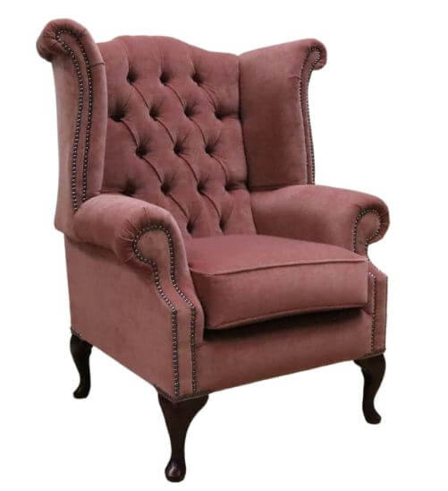 Product photograph of Chesterfield Queen Anne High Wing Back Armchair Pimlico Terracotta Amp Hellip from Designer Sofas 4U