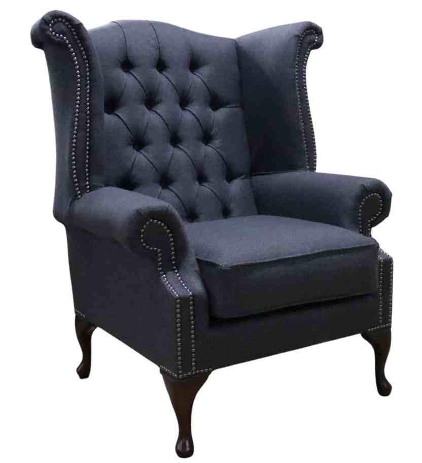 Charcoal Fabric Chesterfield Georgian High Back chair | DesignerSofas4U