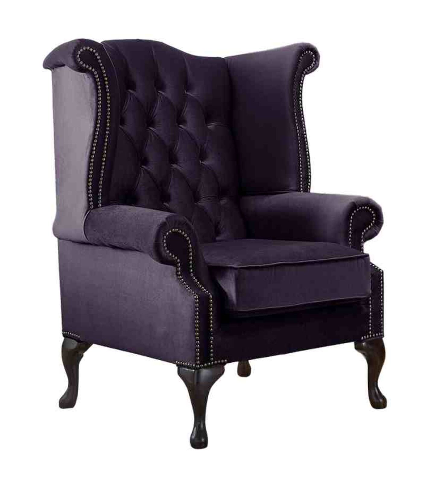 Product photograph of Chesterfield Queen Anne High Back Wing Chair Malta Amethyst Amp Hellip from Designer Sofas 4U