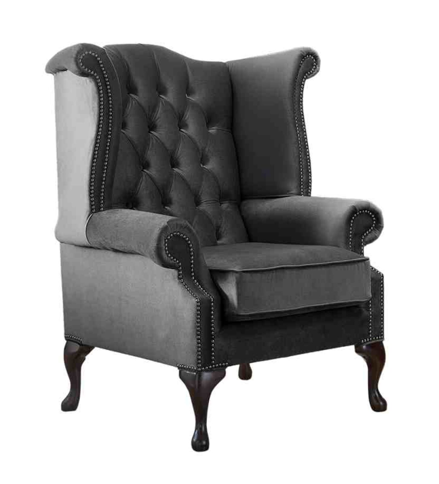 Product photograph of Chesterfield Queen Anne High Back Wing Chair Malta Slate Amp Hellip from Designer Sofas 4U