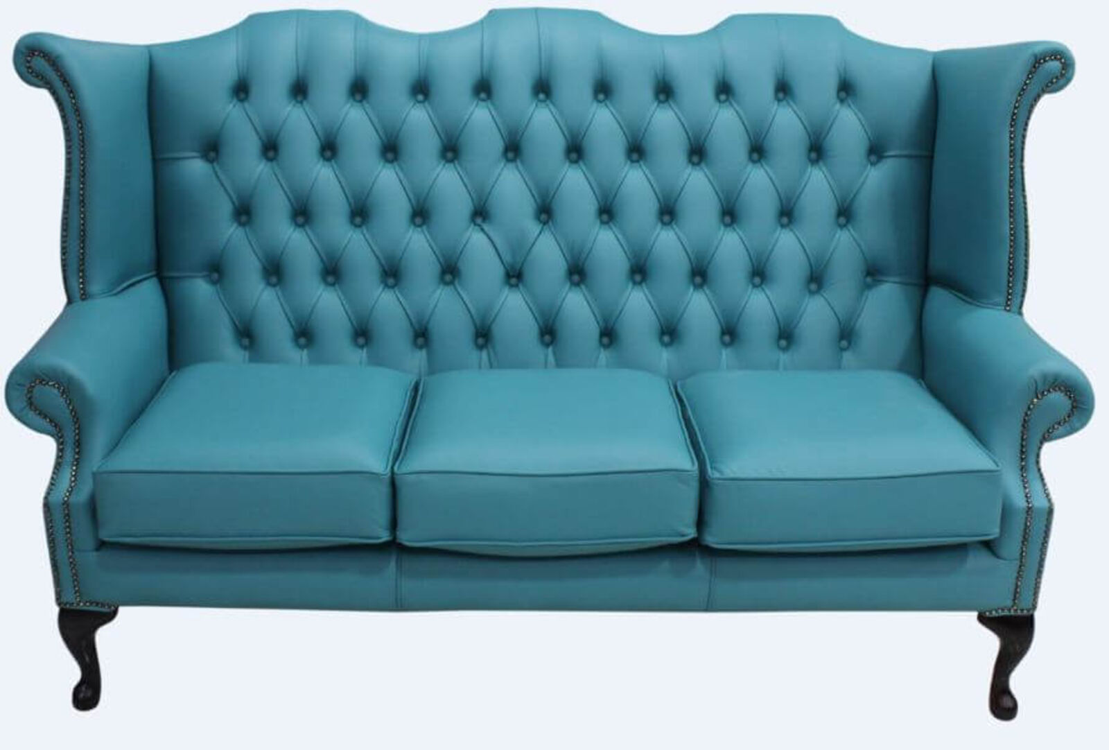 Product photograph of Chesterfield 3 Seater Queen Anne High Back Wing Sofa Dark Amp Hellip from Designer Sofas 4U