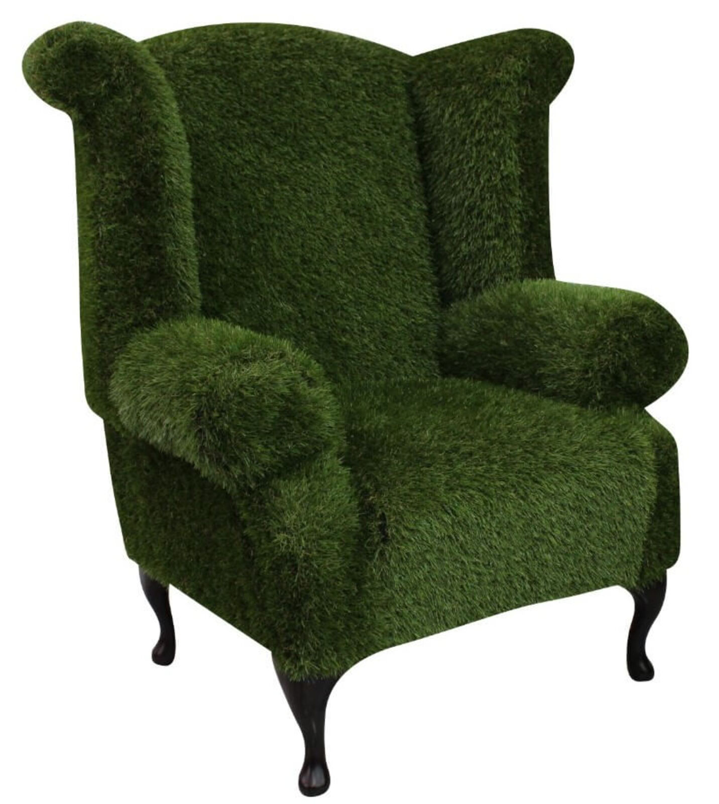 Product photograph of Chesterfield Grass Queen Anne High Back Wing Chair from Designer Sofas 4U