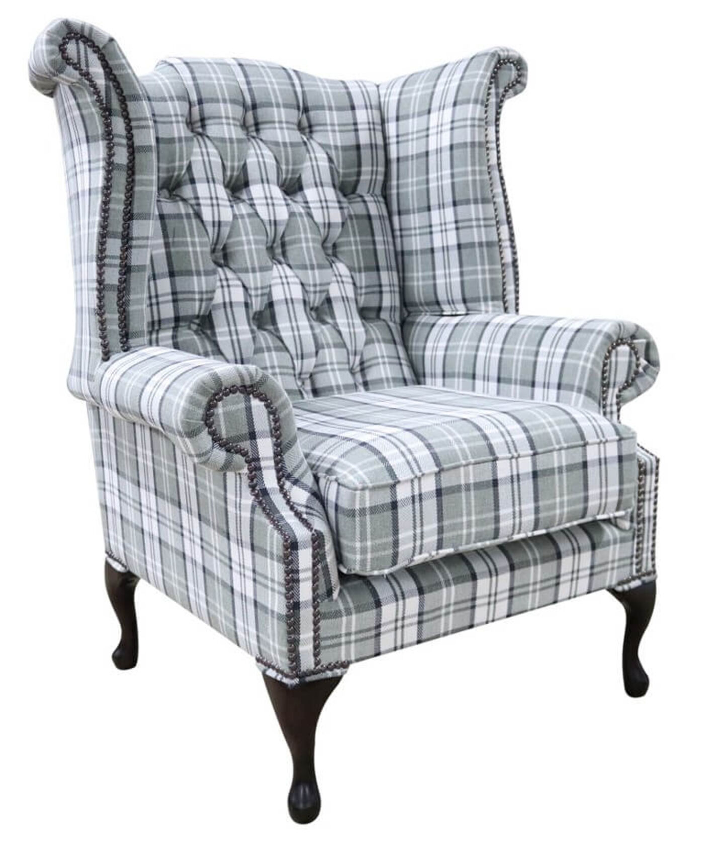 grey check armchair