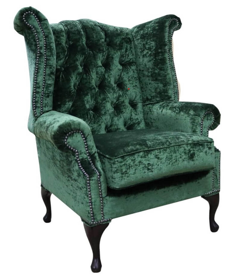 Antique green velvet deals chair