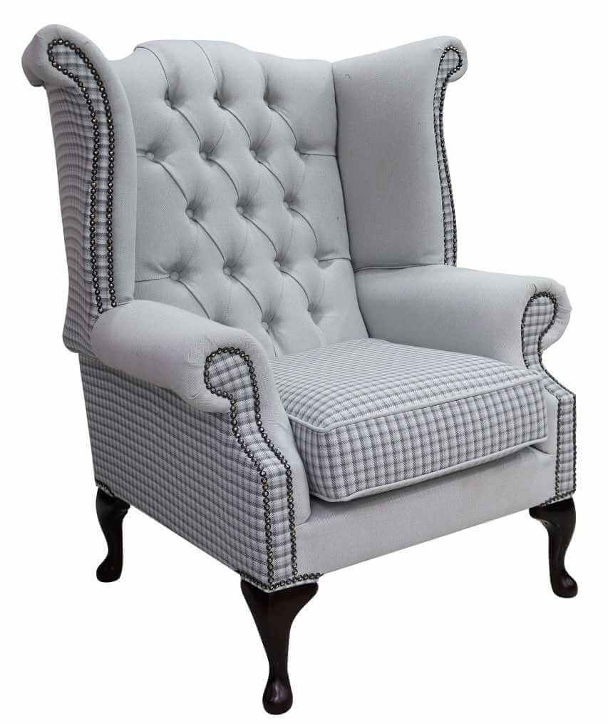 Quattro Sky Fabric Chesterfield High Back Wing chair | DesignerSofas4U