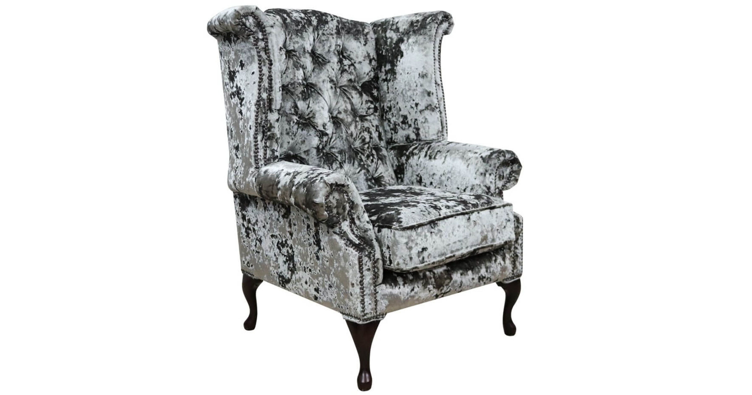 Minstral Velvet Chesterfield High Back Wing chair | DesignerSofas4U