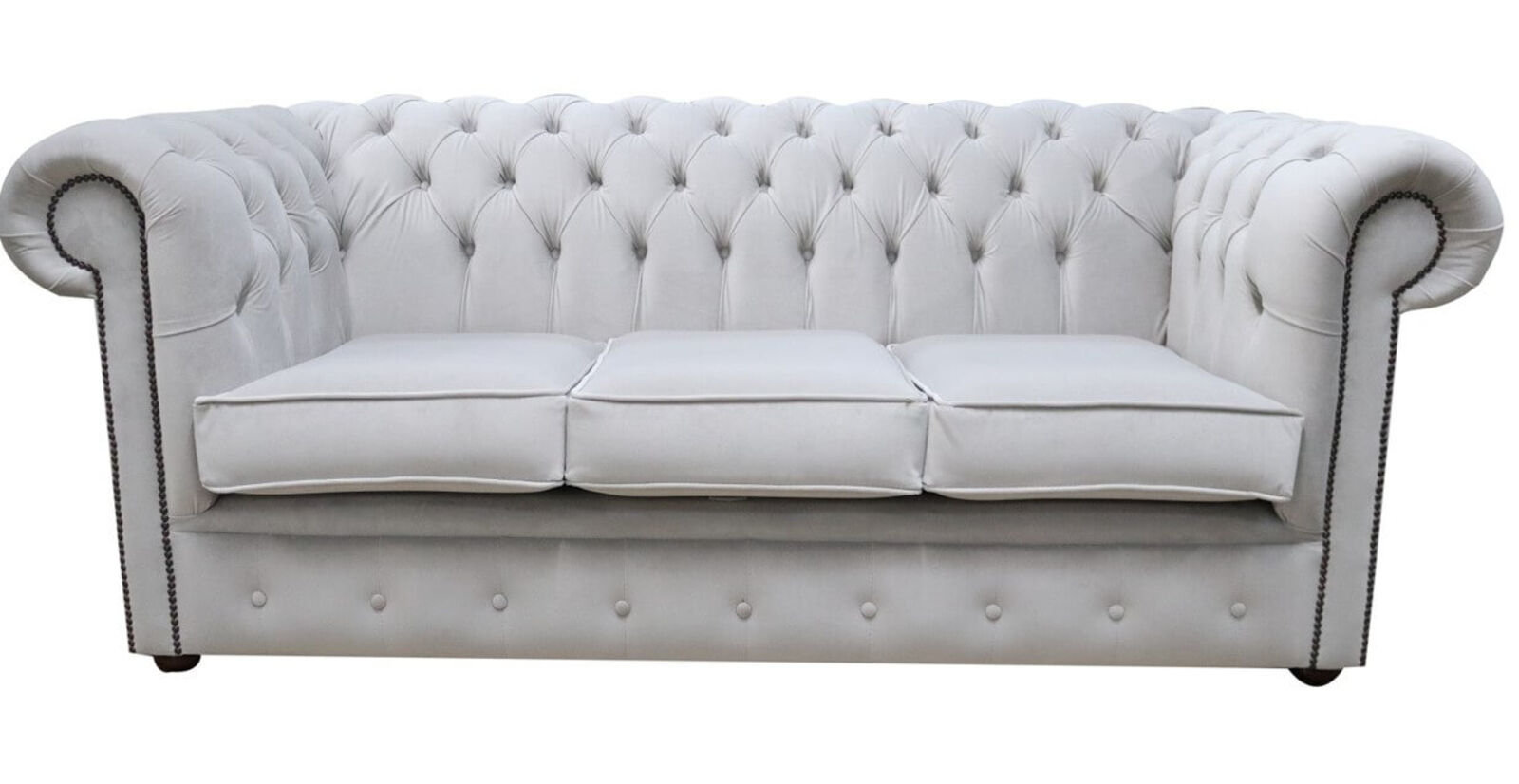 Product photograph of Chesterfield Velvet Fabric Sofa Passion Silver 3 Seater from Designer Sofas 4U